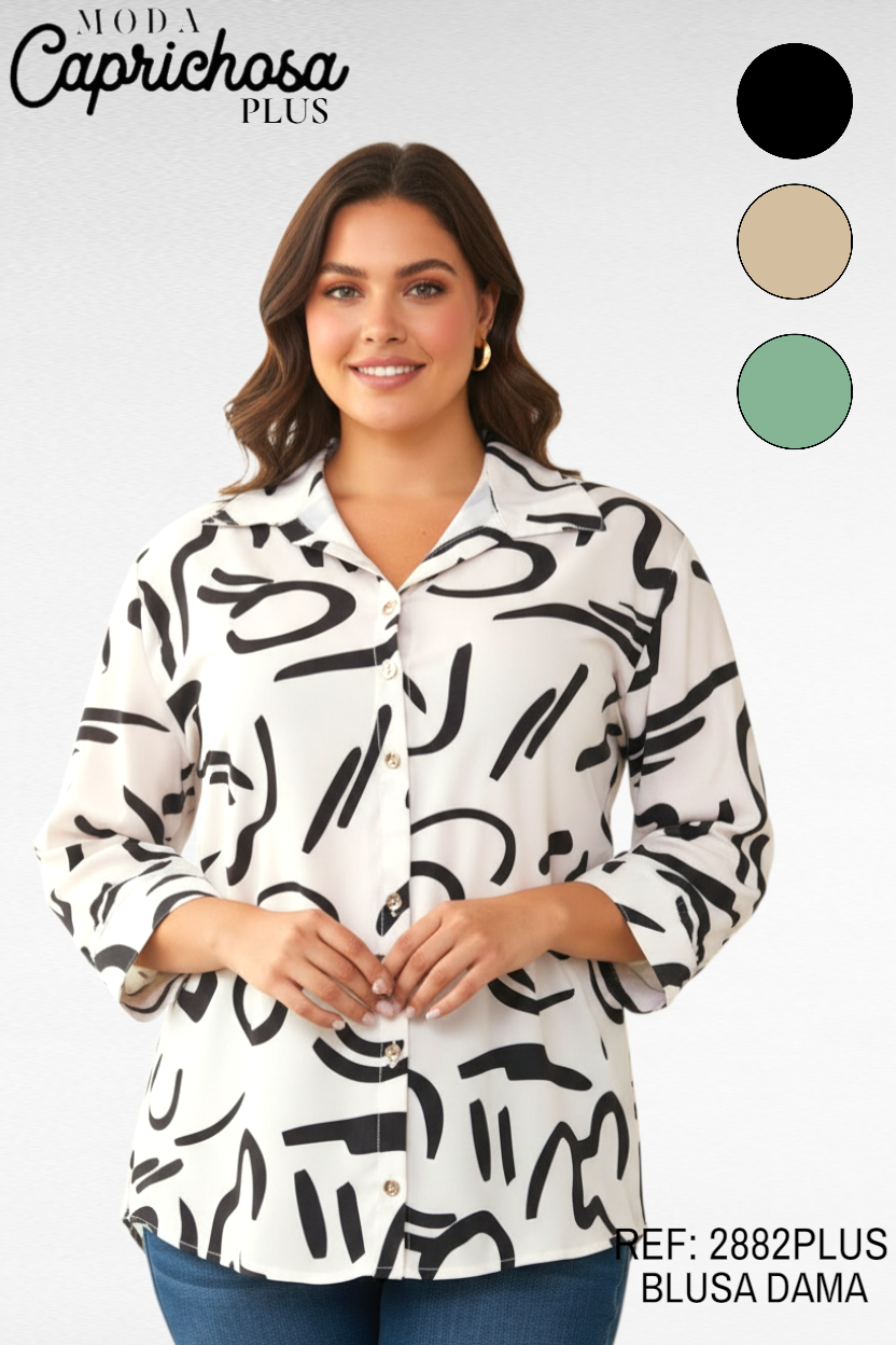 CAMISA PLUS MANGA 3/4