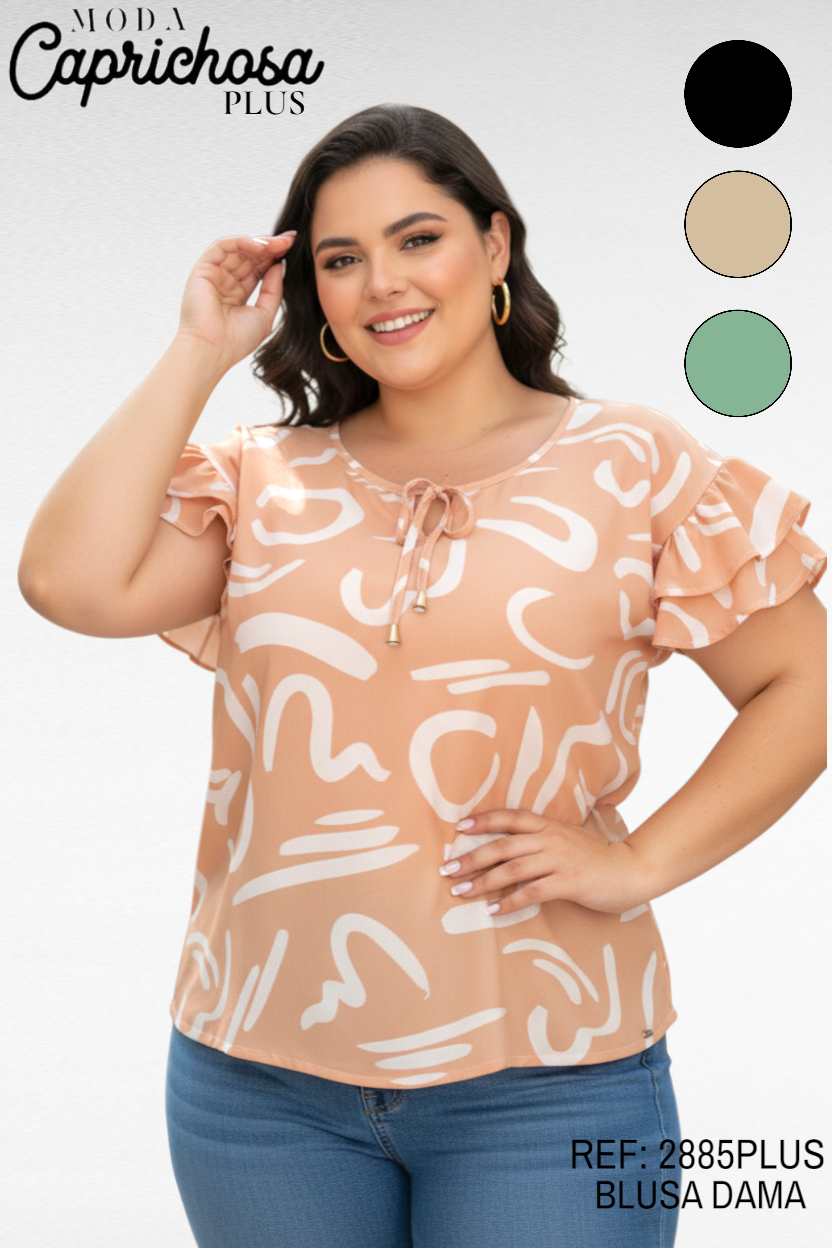 BLUSA PLUS MANGA BOLERO CORTA